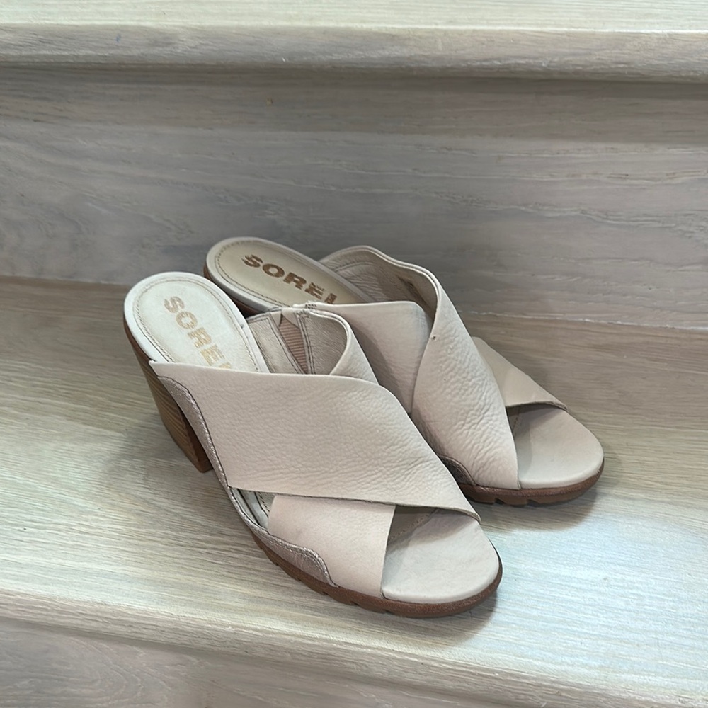 Sorel Cream Mules with Comfortable Wedge